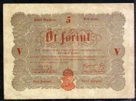 1848. 5Ft "Kossuth bankó" vörösbarna T:III-