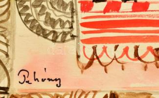 Pekáry jelzéssel: Szerelmes levelet kapó szépség. Vegyes technika, papír, 30×22 cm