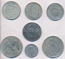 7db vegyes magyar és külföldi ezüstpénz fém hamisítványa, közte 1780SF Tallér "Mária Terézia&qu...