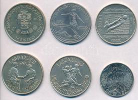 1982-1989. 100Ft (5xklf) labdarúgással kapcsolatos érme + 1986. 100Ft alpakka "Fáy András"...