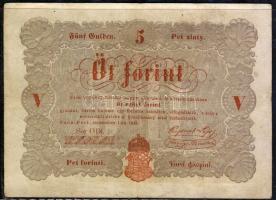 1848. 5Ft "Kossuth bankó" vörösbarna T:II/III+