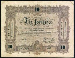 1848. 10Ft "Kossuth bankó" hátlapi fordított alapnyomattal, előlap erősen hiányosan nyomott szöveggel "Buda" után "." "-" helyett, "10"-es értékszám erősen elcsúszva T:II-/III