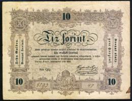 1848. 10Ft "Kossuth bankó" hátlapi fordított alapnyomattal T:II-/III+