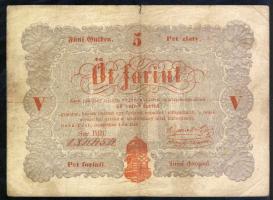 1848. 5Ft "Kossuth bankó" vörösbarna, hátlapi második sorban ritkább ékezet + ékezet román nyelvű variánssal T:III-