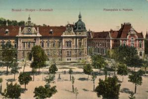 Brassó, Kronstadt, Brasov; Pénzügyi palota, Posta / Palace of Finance, post office, park