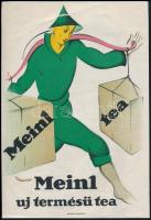cca 1930 Meinl tea reklám kisplakát, ofszet, Bakács Budapest, 24x16,5 cm