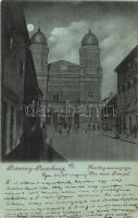 1899 Pozsony, Pressburg, Bratislava; Neológ zsinagóga, este / synagogue, night (EK)