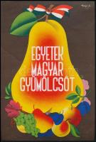 cca 1930 Végh Gusztáv (1889-1937): Egyetek magyar gyümölcsöt ofszet kisplakát, 24x16 cm