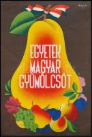 cca 1930 Végh Gusztáv (1889-1937): "Egyetek magyar gyümölcsöt" ofszet kisplakát, 24x16 cm