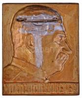 Csehszlovákia 1946-1953. "Generalissimus Stalin" Br lemez plakett, hátoldalra erősített tű...