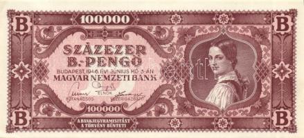 1944. 50P "V.H." T:II + 1946. 100.000B.-pengő T:I- + 1946. 100.000AP vastag, fehér papíron...