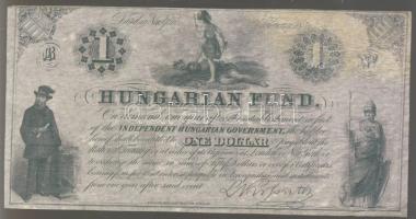 Emigrációs "Kossuth bankó" 1852. 1$ "B" papírráncokkal T:I kissé besárgulva