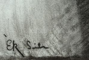 Ék jelzéssel: Férfi akt. Szén, papír, apró szakadással, 64×50 cm