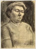 Barcsay jelzéssel: Női portré. Szén, papír, 60×40 cm