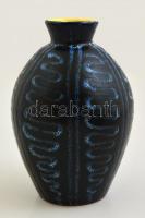 Fekete mázas kerámia váza, hibátlan, m: 18 cm