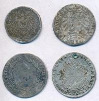 4db-os vegyes magyar és külföldi rossz tartású ezüstpénz tétel T:2-,3 ly.
4pcs of various silver co...