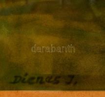 Dienes István (1905-1977): Tájkép. Pasztell, papír, jelzett, üvegezett keretben, 31x47 cm