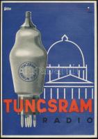 1934 Irsai István (1896-1968): Tungsram radio reklám kisplakát, Globus Budapest, 24x17 cm