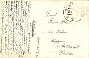 Komárom, Komárno; Hajóhíd a Dunán, katonák pontonhíd építése közben / soldiers building a pontoon br...