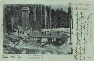 1900 Körmöcbánya, Kremnitz, Kremnica; IV. számú akna. Schmidt Edgar, Rob. Kneip kiadása / Schacht No. 4. / mine shaft (EK)