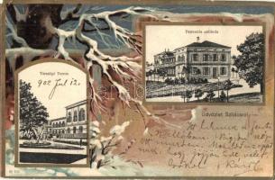 Szliács, Sliac; Pannonia szálloda, Társalgó terem. téli szecessziós litho keret / hotel, parlor. winter Art Nouveau litho frame (EK)