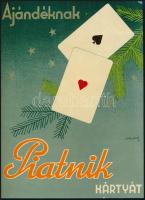 1934 Pályi Jenő (1903-1953): Piatnik kártya reklám kisplakát, 22x16 cm