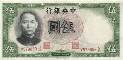 Kína/Central Bank of China 1936. 5Y sign.5 (Krause) T:I-