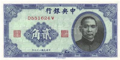 Kína/Central Bank of China 1940. 20c T:I