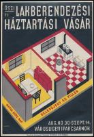 cca 1930 Kaesz Gyula (1897-1967): Őszi lakberendezési és háztartási vásár Art Deco kisplakát, Hamburger & Birkholz, 24x17 cm