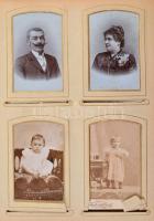 cca 1870-1890 Vegyes fotó tétel, 68 db portré különféle műtermekből, nagyméretű, javított bőrkötésű ...