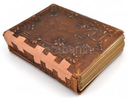 cca 1870-1890 Vegyes fotó tétel, 68 db portré különféle műtermekből, nagyméretű, javított bőrkötésű ...