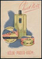 Chat Noir - kölni, púder, krém - sporthoz bőrápoláshoz reklámplakát, Mohácsy grafikájával, jó állapotban, 23,5x17 cm