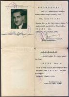 1944 Budapesti svéd királyi követség által kiadott fényképe személyazonossági igazolvány Raoul Wallenberg eredeti aláírásaival / Identification card issued by the Royal Swedish Embassy in Hungary with original autograph of Raoul Wallenberg