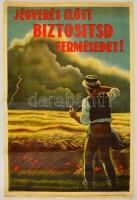 cca 1930 Jégverés előtt biztosítsd a termésedet! mezőgazdasági propaganda plakát, litográfia, Bruchsteiner és Fia, széleinél kis szakadás, 94x63 cm