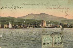 Thessaloniki, Salonique; La Tour Blanche vue de la mer / Lefkos Pyrgos / White Tower and the sea. Albert Barzilai, TCV card (EK)
