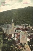 Brassó, Kronstadt, Brasov; látkép templommal / panorama view with church