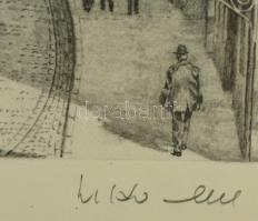 Olvashatatlan jelzéssel: Bremen. Hutfilterstrasse. Litográfia, papír, jelzett, üvegezett keretben, 2...