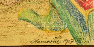 Olvashatatlan jelzéssel: Dunyha, pasztell, papír, üvegezett fa keretben, 20×28 cm