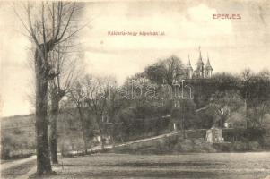 Eperjes, Presov; Kálvária-hegy kápolnákkal. Divald Károly fia / Calvary hill with chapels