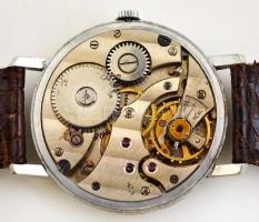 Karórává átalakított régi zsebóra, igényes beépítés, mechanikus szerkezettel, bőr szíjjal d:38 mm
