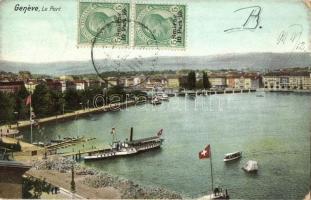 Geneva, Geneve; Le Port / harbour, steamships. TCV card (EK)