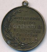 1896. "Magyarország ezeréves fennállása és Ős Budavára emlékére - 1896 / 1687" fém emlékérem füllel (29,5mm) T:2,2- ph.