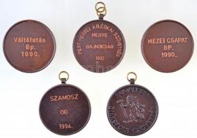 5db-os vegyes modern sportérem tétel, közte 1990. "Mezei Csapat Bp." Br sportérem fül nélk...