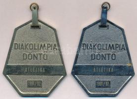1991. Diákolimpia Döntő - Atlétika 1991/92 aranyozott és ezüstözött fém díjérem füllel (~78mm) (2x) T:2