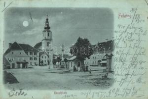 Fehring, Hauptplatz / main square at night