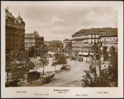 cca 1900 Budapest, a Kálvin tér, villamos, Csiky Fotó, feliratozva, 15×19 cm