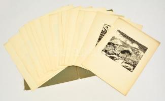 TJ jelzéssel: 15 db fametszet, mind jelzett, 9×11-14×17 cm