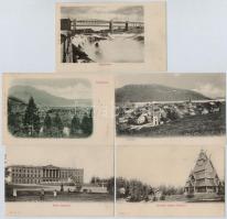 4 db régi norvég városképes lap és 1 db olasz városképes lap / 4 pre-1945 Norwegian town-view postcards (Tromsö, Oslo, Sarpsborg) and 1 Italian town-view postcard (Caldonazzo)