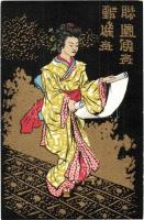 Vino di China ferruginoso Serravallo / J. Serravallos Chinese wine advertisement art postcard with geisha