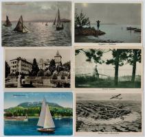 66 db főleg RÉGI magyar városképes lap a Balatonról. vegyes minőség / 66 mostly pre-1945 Hungarian town-view postcards from Lake Balaton. mixed quality